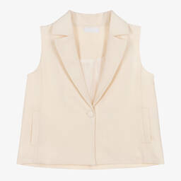 Fun & Fun-Girls Ivory Twill Waistcoat  | Childrensalon Outlet