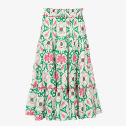 Fun & Fun-Girls Long Ivory Floral Crêpe Skirt | Childrensalon Outlet