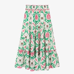 Fun & Fun-Girls Long Ivory Floral Crêpe Skirt | Childrensalon Outlet