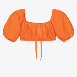 Fun & Fun-Girls Orange Cotton Cropped Blouse  | Childrensalon Outlet