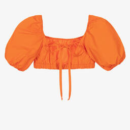 Fun & Fun-Girls Orange Cotton Cropped Blouse  | Childrensalon Outlet
