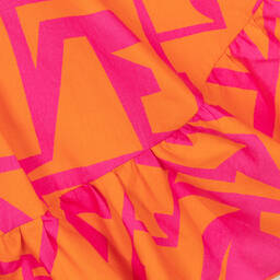 Fun & Fun-Оранжево-розовое платье из хлопкового поплина | Childrensalon Outlet