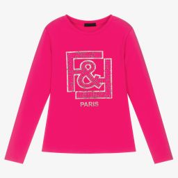 Fun & Fun-Girls Pink Cotton Logo Top | Childrensalon Outlet