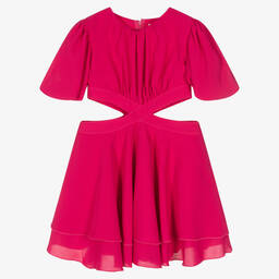 Fun & Fun-Girls Pink Crêpe Cut-Out Dress | Childrensalon Outlet