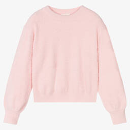 Fun & Fun Couture-Girls Pink Fluffy Knit Jumper | Childrensalon Outlet