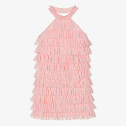 Fun & Fun-Girls Pink Halterneck Ruffled Dress | Childrensalon Outlet