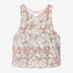 Fun & Fun-Girls Pink Sequin Tulle Vest Top | Childrensalon Outlet