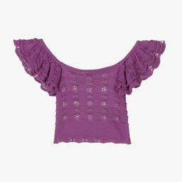 Fun & Fun-توب كروب قطن وأكريليك محبوك لون بنفسجي للبنات | Childrensalon Outlet