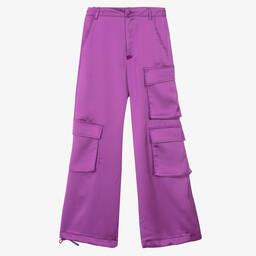Fun & Fun-Girls Purple Satin Cargo Trousers | Childrensalon Outlet