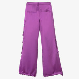 Fun & Fun-Girls Purple Satin Cargo Trousers | Childrensalon Outlet