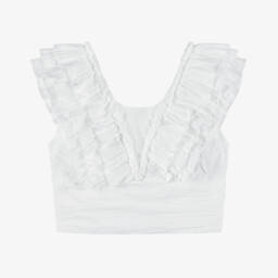 Fun & Fun Couture-Girls Satin Blouse with Ruffle Charm | Childrensalon Outlet