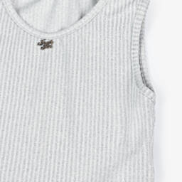 Fun & Fun-بلوزة فضية لامعة بدون أكمام للبنات | Childrensalon Outlet