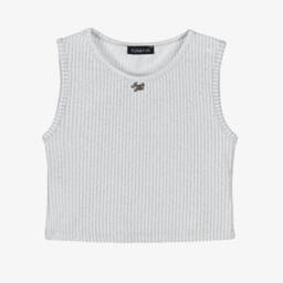 Fun & Fun-بلوزة فضية لامعة بدون أكمام للبنات | Childrensalon Outlet