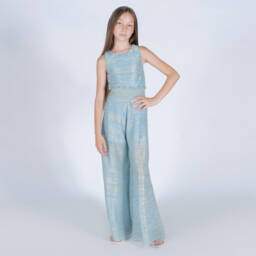 Fun & Fun-Блестящий синий металлик комбинезон для девочек | Childrensalon Outlet