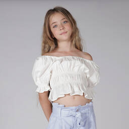 Fun & Fun Шик-Белая хлопковая блузка для девочек | Childrensalon Outlet