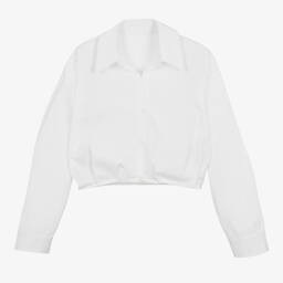 Fun & Fun-Girls White Cotton Cropped Shirt | Childrensalon Outlet