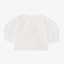 Fun & Fun-Girls White Cotton & Diamanté Blouse | Childrensalon Outlet