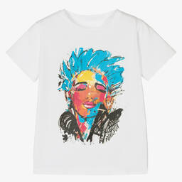 Fun & Fun-تيشيرت قطن جيرسي لون أبيض للبنات | Childrensalon Outlet