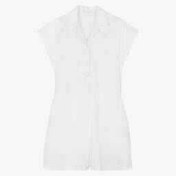 Fun & Fun-Girls White Cotton Poplin Shirt Dress | Childrensalon Outlet