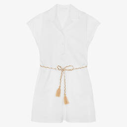 Fun & Fun-Girls White Cotton Poplin Shirt Dress | Childrensalon Outlet