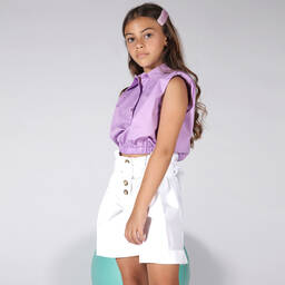 Fun & Fun-Girls White Cotton Shorts | Childrensalon Outlet