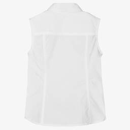 فن آند فن-قميص قطن بوبلين لون أبيض للبنات | Childrensalon Outlet