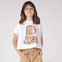 Fun & Fun-Girls White Cotton T-Shirt | Childrensalon Outlet