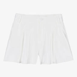 Fun & Fun-Girls White Crêpe Wide Leg Shorts | Childrensalon Outlet