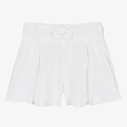 Fun & Fun-Girls White Crêpe Wide Leg Shorts | Childrensalon Outlet