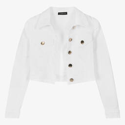 Fun & Fun-جاكيت دنيم قصير لون أبيض للبنات | Childrensalon Outlet