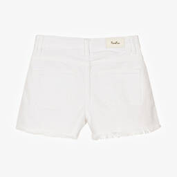 Fun & Fun-Girls White Frayed Denim Shorts | Childrensalon Outlet