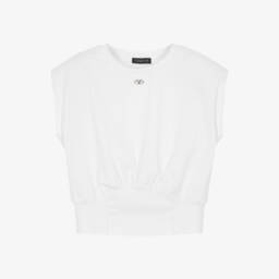 Fun & Fun-Girls White Padded Shoulder Tee | Childrensalon Outlet