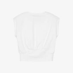 Fun & Fun-Girls White Padded Shoulder Tee | Childrensalon Outlet