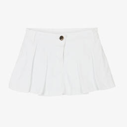 Fun & Fun-Girls White Pleated Denim Skort | Childrensalon Outlet