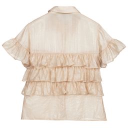 Fun & Fun-بلوز كشكش لون روز ذهبي غليتر | Childrensalon Outlet