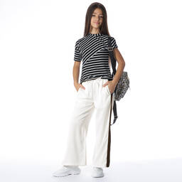 Fun & Fun-Ivory & Black Satin Trousers | Childrensalon Outlet
