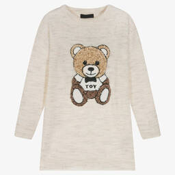 Fun & Fun-Ivory & Grey Marl Knitted Dress | Childrensalon Outlet