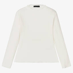 Fun & Fun-Ivory Ribbed Cotton Jersey Top | Childrensalon Outlet