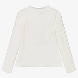 Fun & Fun-Ivory Ribbed Cotton Jersey Top | Childrensalon Outlet