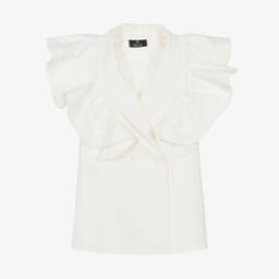 Fun & Fun Couture-Ivory Ruffle Trim Sleeveless Jacket | Childrensalon Outlet