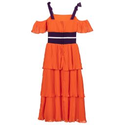 Fun & Fun-Orange Pleated Chiffon Dress | Childrensalon Outlet
