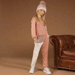 Fun & Fun Chic-Pink Colour Block Joggers | Childrensalon Outlet