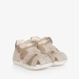 Geox-Baby Girls Gold Suede Leather Sandals | Childrensalon Outlet