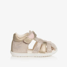 Geox-Baby Girls Gold Suede Leather Sandals | Childrensalon Outlet