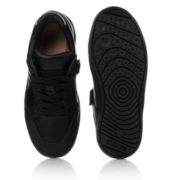 جيوكس-ترينرز جلد لون أسود للأولاد | Childrensalon Outlet