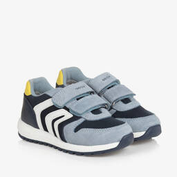 Geox-Boys Blue Suede Leather & Mesh Trainers | Childrensalon Outlet