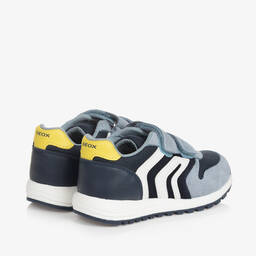 Geox-Boys Blue Suede Leather & Mesh Trainers | Childrensalon Outlet