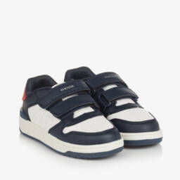 Geox-Boys Blue & White Velcro Trainers | Childrensalon Outlet