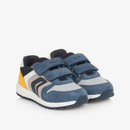 Geox-Boys Blue & Yellow Suede Kicks | Childrensalon Outlet