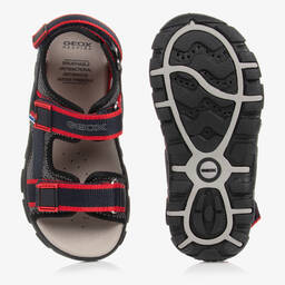 Geox-Boys Navy Blue & Red Velcro Sandals  | Childrensalon Outlet